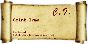Czink Irma névjegykártya